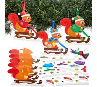 Baker Ross FN637 Kits de Decoración Navideña Ardilla Mix & Match - Pack de 8, Creativos Sets de Manualidades Navideñas para que los Niños Hagan Simpáticas Decoraciones de Ardilla