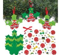 Baker Ross FN642 Set de Decoración Holly Berries - Pack de 8, Set de manualidades navideñas para que los niños creen coloridas decoraciones Holly Berries