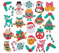 Baker Ross FN643 Groovy Christmas Foam Stickers - Pack de 120, divertidas y coloridas pegatinas festivas perfectas para manualidades navideñas