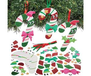 Baker Ross FN675 Set de Decoración Navideña Bastones de Caramelo - Lote de 8, Set de manualidades navideñas para decorar bastones de caramelo