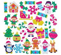 Baker Ross FN676 Pegatinas de Navidad Merry & Bright - Pack de 125, Pegatinas de Navidad para manualidades y decoraciones festivas