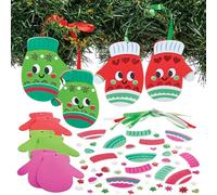 Baker Ross FN678 Set de Decoración Navideña Mitones - Lote de 5, Set de manualidades navideñas para decorar mitones navideños