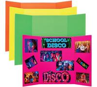 Baker Ross FN680 Tableros de presentación de neón pequeños - Pack de 4, Tableros de presentación brillantes y coloridos para manualidades, presentaciones y proyectos de sobremesa