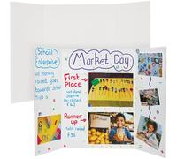 Baker Ross FN681 Tableros de Presentación Pequeños Blancos - Paquete de 4, Tableros de Presentación para Manualidades, Presentaciones, Proyectos de Sobremesa