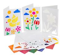 Baker Ross FN688 Kits de tarjetas de felicitación con vidrieras de primavera - Pack de 6, Tarjetas de felicitación de primavera con efectos de celofán de colores
