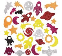 Baker Ross FX137 Pegatinas de Espuma con Purpurina Sistema Solar - Pack de 150, Manualidades para Niños