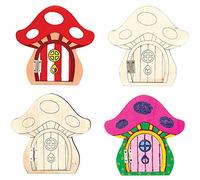 Baker Ross FX190 Puertas de Madera de Hadas de Otoño - Juego de 4, Actividades Hechas a Mano para Niños