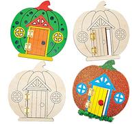 Baker Ross FX250 Portas de Madera de Calabazas - Set of 4, Actividades Artesanales para Niños