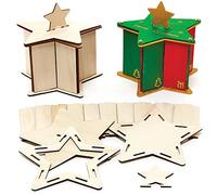 Baker Ross FX265 Cajitas de Madera en forma de Estrella - Paquete de 3, Decoración de Madera para Niños