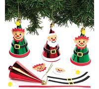 Baker Ross FX286 Bola del árbol de Navidad con Papá Noel y el Duende - Paquete de 6, Manualidades de Navidad