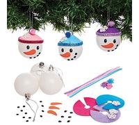 Baker Ross FX290 Bolas de Arbol con Muñeco de Nieve - Paquete de 6, Adornos para el Árbol de Navidad
