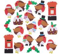 Baker Ross FX305 Pegatinas de Fieltro con Mini Petirrojos Navideños - Paquete de 100, Pegatinas para Niños