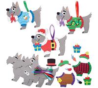 Baker Ross FX364 Adornos Combinables Navideños de Perro Escocés - Paquete de 8, Decoración Navideña para Niños