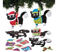 Baker Ross FX365 Adornos Navideños Combinables de Gato - Paquete de 8, Decoración para el Árbol de Navidad
