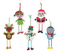 Baker Ross FX387 Adornos Navideños de Madera con Cuentas - Paquete de 5, Decoración Navideña para Niños