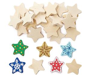 Baker Ross FX432 Piedras de Madera de Estrella para Pintar - Paquete de 30, Materiales para Dibujar y Pintar