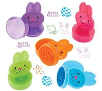 Baker Ross FX472 Sellos autoentintables de conejito - Paquete de 10, Sellos de Pascua para manualidades infantiles