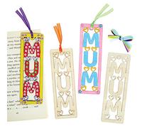 Baker Ross FX509 Marcapáginas de madera con filigrana para el Día de la Madre - Paquete de 6, Kits de manualidades de madera para pintar para niños