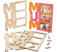 Baker Ross FX510 Marcos de madera para fotos de mamá - Paquete de 4, Kits de manualidades de madera para pintar para niños