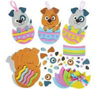 Baker Ross FX543 Kit de decoración de perros huevos de Pascua - Paquete de 8, Kit de manualidades de Pascua para niños