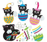 Baker Ross FX544 Llavero gato huevo de Pascua - Lote de 8, Kit de Pascua de espuma para niños