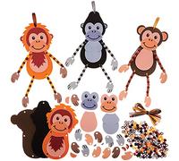 Baker Ross FX559 Kit de decoración chimpancé, gorila y orangután - Pack de 6, Kit de manualidades de cuentas para niños