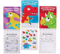 Baker Ross FX576 Libros de actividades con pegatinas de dinosaurios - Pack de 8, Libro de pegatinas para fiestas infantiles