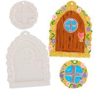 Baker Ross FX586 Ventana y puerta de hada - Caja de 2, Kits de pintura de cerámica para niños