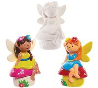 Baker Ross FX590 Hadas de cerámica - Caja de 4, Figuras de cerámica para pintar para niños