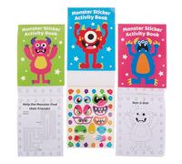 Baker Ross FX592 - Libros de actividades con pegatinas de monstruos, paquete de 8, entretenidos libros de actividades de Halloween para niños