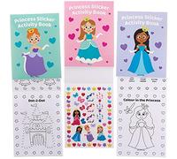 Baker Ross FX619 Libros de actividades con pegatinas de princesas - Pack de 8, Libro de pegatinas para fiestas infantiles