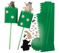 Baker Ross FX624 Kits de marionetas con forma de topo - Pack de 5, Manualidades de otoño con animales del bosque para niños