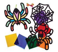 Baker Ross FX627 Kits de Decoración de Vidrieras Araña - Pack de 6, Kits de Decoración de Halloween para Niños