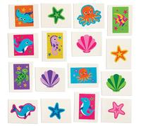 Baker Ross FX687 Tatuajes Sealife - Pack de 80, Tatuajes Temporales para Niños, Regalos para Bolsas de Fiesta, Juguetes para Niños