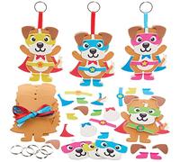 Baker Ross FX731 Llaveros perro héroe- Pack de 8, Llaveros de espuma para niños