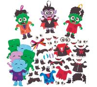 Baker Ross FX745 Kits de Decoración de Vampiros y Monstruos - Pack de 8, Decoración de Halloween Artes y Manualidades para Niños