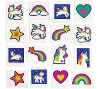 Baker Ross FX802 Tatuajes de unicornio arcoíris - Pack de 80, Relleno para bolsas de fiestas infantiles