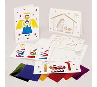 Baker Ross FX891 Kit de Cartas con Vidrieras de Nacimiento - Pack de 6, Kits de manualidades navideñas para niños