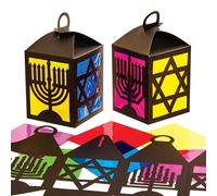 Baker Ross FX936 Hannukah Stained Glass Lantern Kits - Pack de 4, Educación Religiosa Kits de manualidades para niños