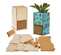 Baker Ross FX944 Hotel de bichos y macetas de madera - Lote de 2, Juegos de manualidades de jardín para niños