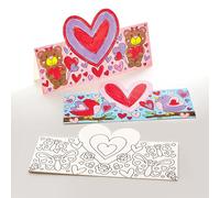 Baker Ross FX954 Tarjetas para colorear Corazones - Pack de 10, Juegos de manualidades de San Valentín para niños
