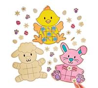 Baker Ross FX972 Juego de tres en raya de madera para Pascua - Pack de 4, Juegos de manualidades para niños