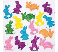 Baker Ross Häschen Glitter Schaumstoff Pegatina - 120 Stück, Oster Glitter Schaumstoff Aufkleber für Kinder zum Basteln, Gestalten und Dekorieren (FC634)