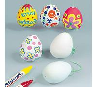 Baker Ross Huevos de Cerámica para Colgar Que Podrás Decorar y Personalizar. Manualidades Creativas para Niños Decoraciones de Primavera y Pascua (Pack de 4) (EA1815)