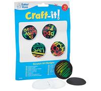 Baker Ross Insignias Arte de Rascar (paquete de 10) perfecto para que los niños decoren, ideal para manualidades en el hogar, trabajo escolar, proyectos de grupos de manualidades y más