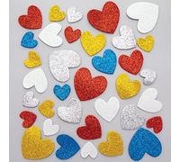 Baker Ross Jubilee - Pegatinas de espuma de corazón con purpurina (210 unidades, paquete de 210 unidades, suministros de manualidades para jubileo de platino de Queens (PJ133)