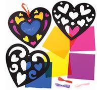 Baker Ross Juego de decoración de cristal con forma de corazón, 6 unidades, para el día de San Valentín para niños (FC440)
