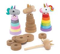 Baker Ross Kits de Apilamiento de Madera de Unicornio - Paquete de 2, Manualidades para Niños (FC391)