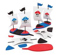 Baker Ross- Kits de barcos pirata en 3D (Pack de 3) para que los niños los monten y jueguen -perfecto para premios, regalos o en fiestas pirata de cumpleaños