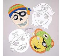 Baker Ross- Kits de caretas de pirata para colorear (Pack de 8) - manualidades infantiles de decorar caretas variadas de piratas para llevar en fiestas o disfrazarse